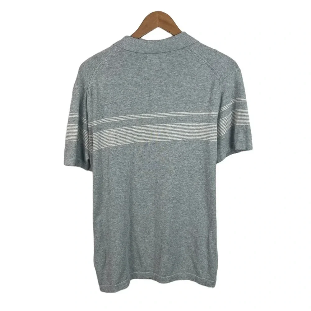 PO423 Mens Banana Republic Trendy Striped Knit Polo Shirt L